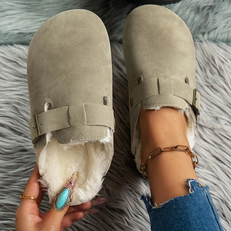 Cork Slippers, Classic Fur Lined Clogs, Fuzzy Fleece & Cork Unisex Slides