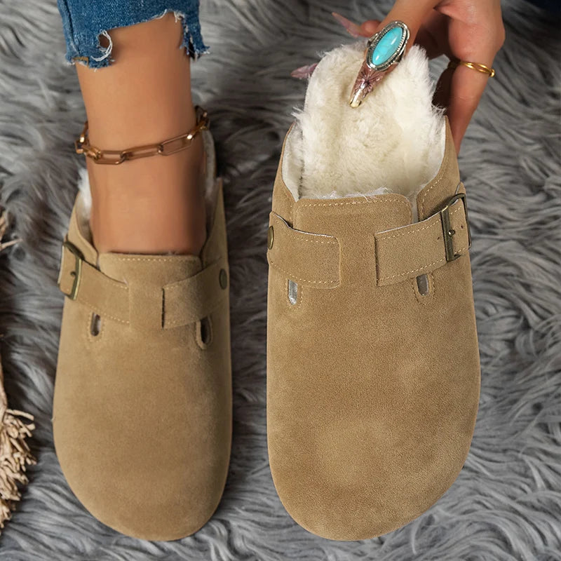 Cork Slippers, Classic Fur Lined Clogs, Fuzzy Fleece & Cork Unisex Slides