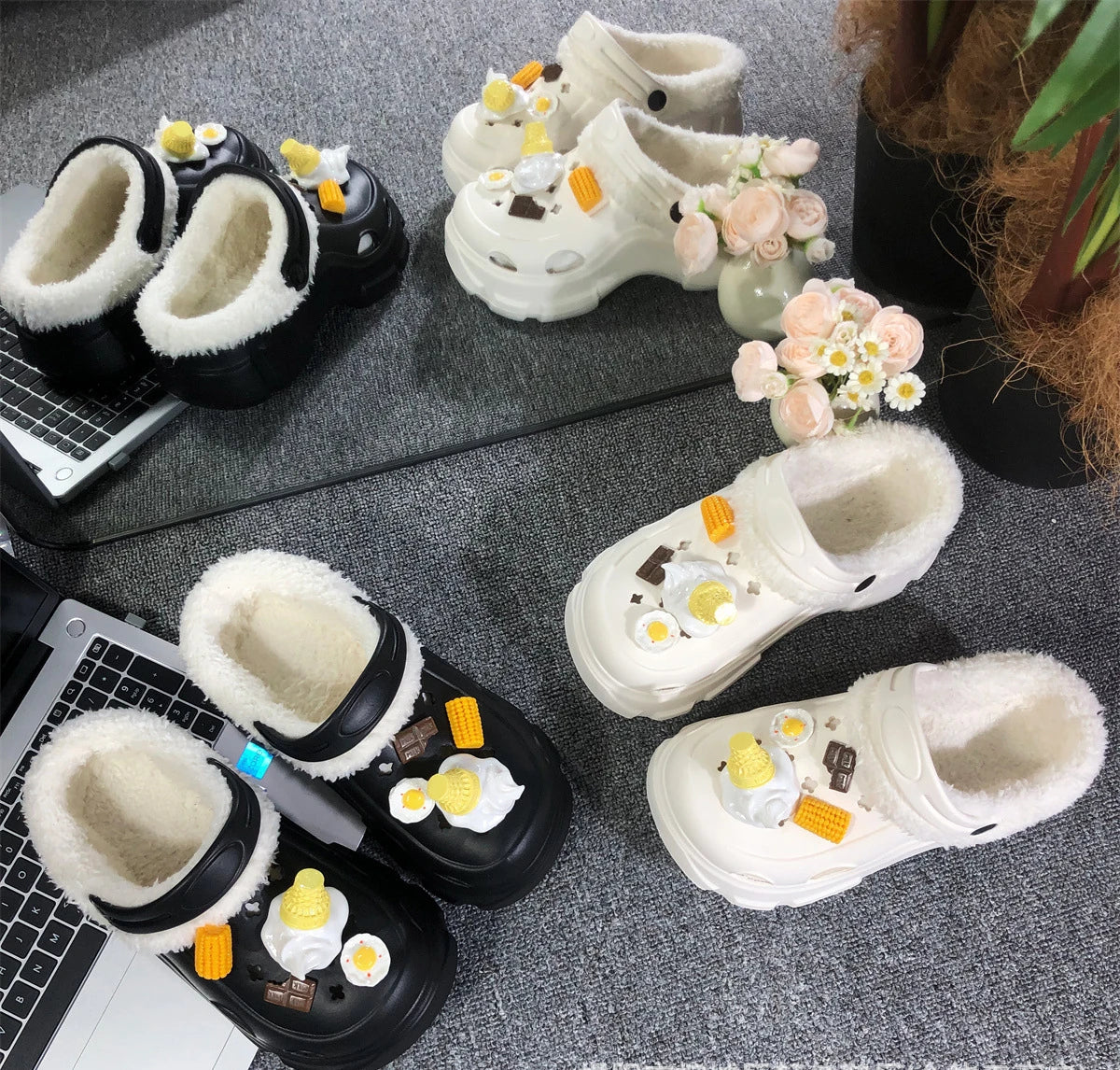 Clogs with Charms, Girls & Ladies Fashion Fleece Lined Clogs with Bling!