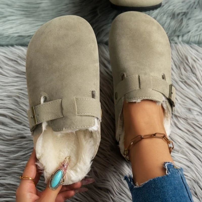 Cork Slippers, Classic Fur Lined Clogs, Fuzzy Fleece & Cork Unisex Slides