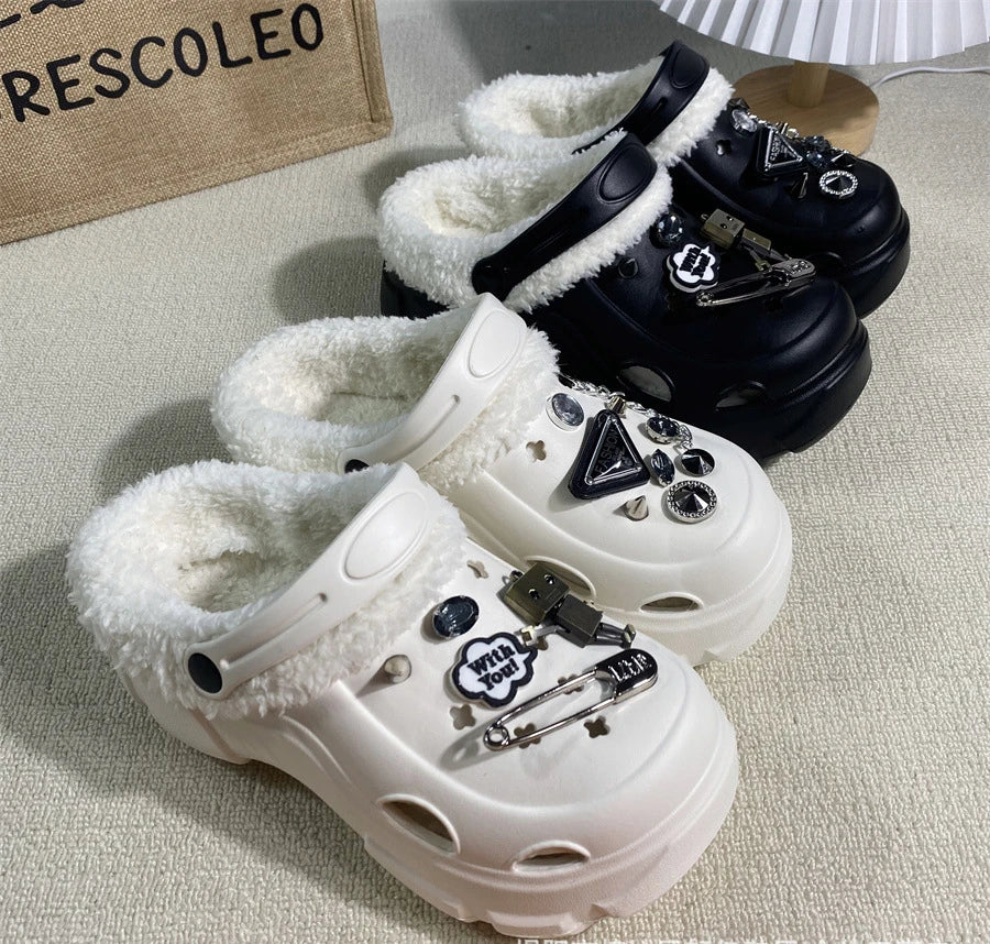 Clogs with Charms, Girls & Ladies Fashion Fleece Lined Clogs with Bling!
