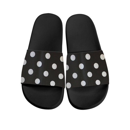 summer slides polka dot fashion, unisex black and white shoes