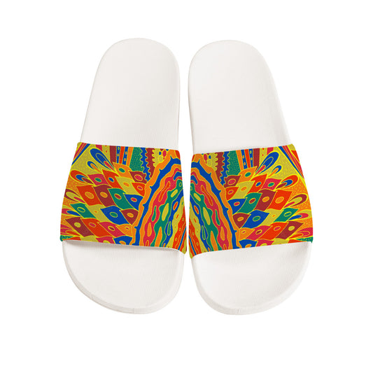 colorful boho slides, unisex shoes , beach, pool and spa, fashion sliders