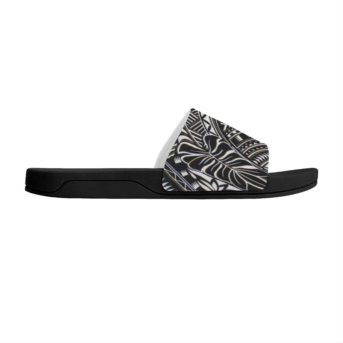 Black and White Batik Bohemian Fashion Shoes, House and Party Slides