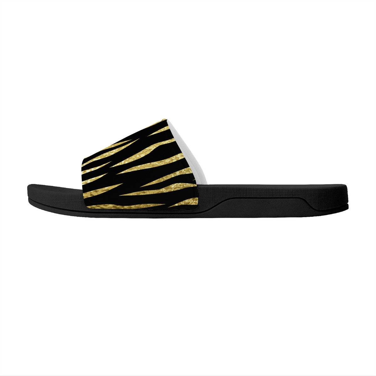 Women's Fashion Slides, Ladies Summer Open Toe Shoes, Chic Black-Gold