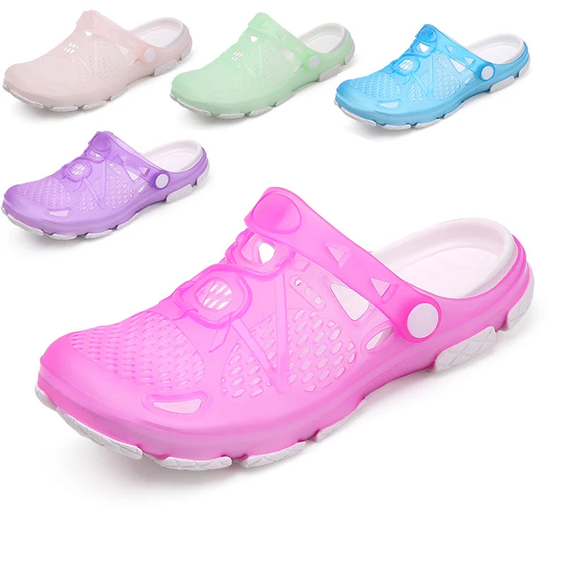 Summer colorful sandals, trendy clogs, vacation sandals for women, girls fashion teen shoes