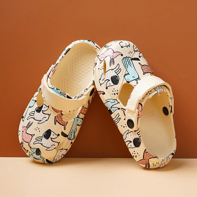 Kids Clogs, Lightweight Easy Clean Children's Mules, Cartoon Graphic Waterproof Shoes