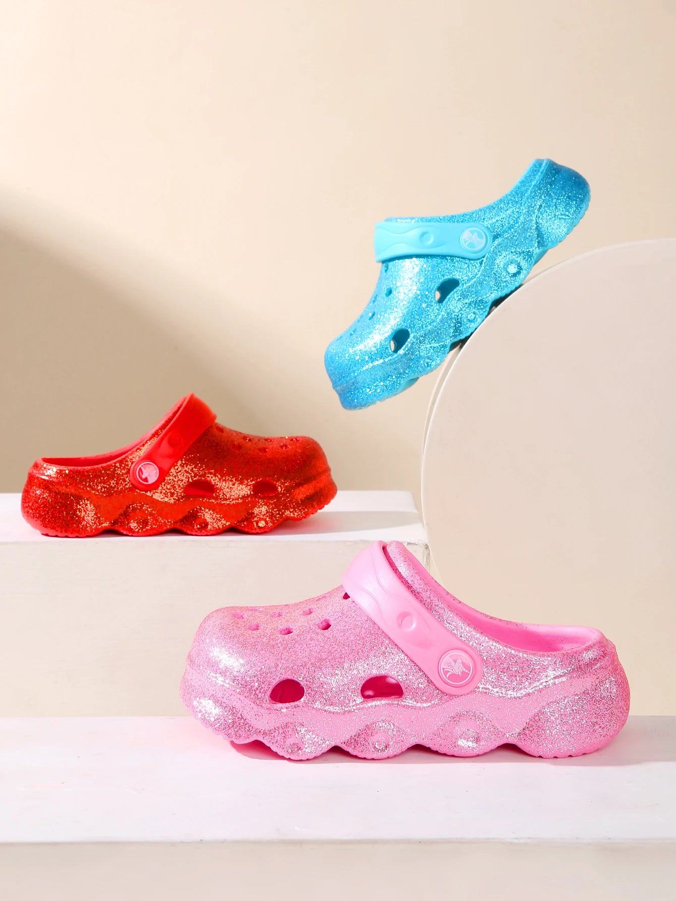 Glitter Clogs, Girls Fashion Glitter Shoes, Great Vacation & Leisure Summer Footwear