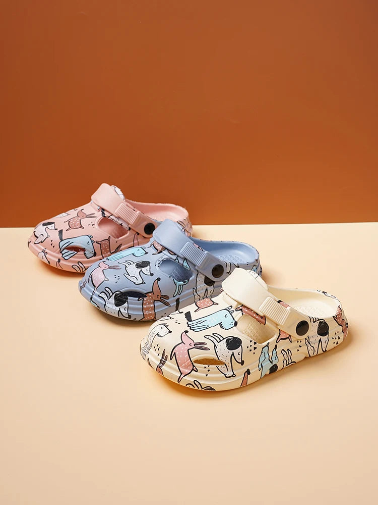 Kids Clogs, Lightweight Easy Clean Children's Mules, Cartoon Graphic Waterproof Shoes