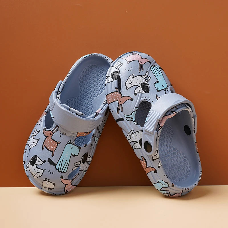 Kids Clogs, Lightweight Easy Clean Children's Mules, Cartoon Graphic Waterproof Shoes