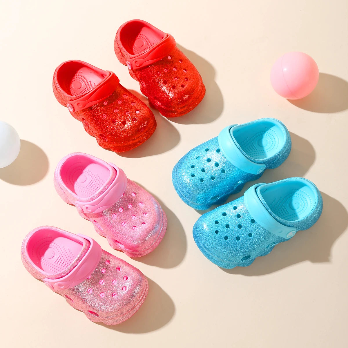 Glitter Clogs, Girls Fashion Glitter Shoes, Great Vacation & Leisure Summer Footwear