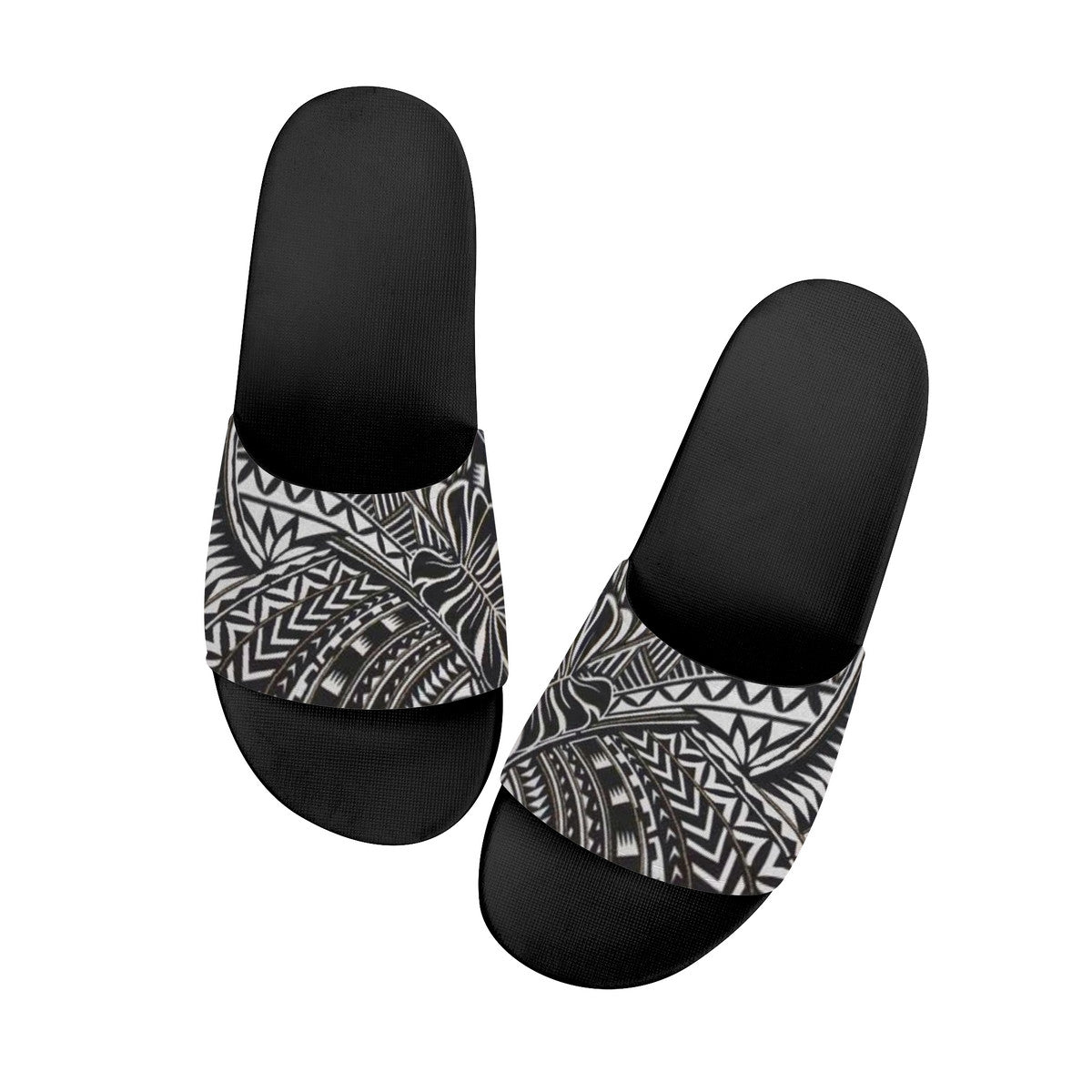 Black and White Batik Bohemian Fashion Shoes, House and Party Slides