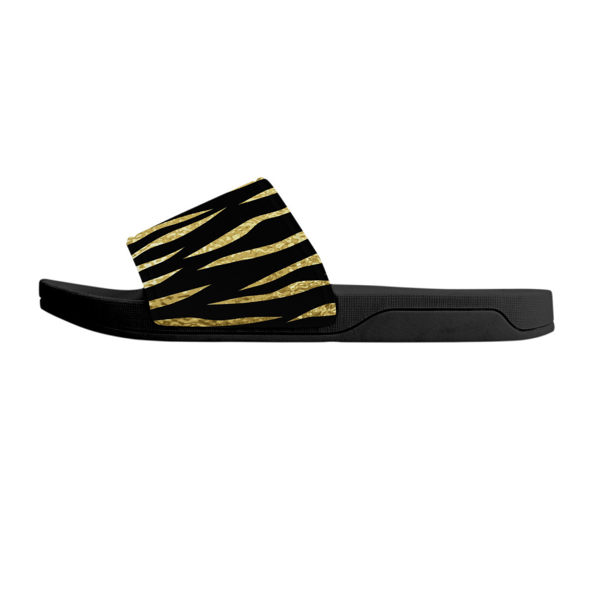 Women's Fashion Slides, Ladies Summer Open Toe Shoes, Chic Black-Gold