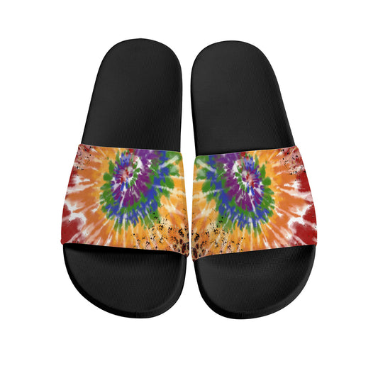 tie dye clogs, leopard print slides, unisex hippie sandals