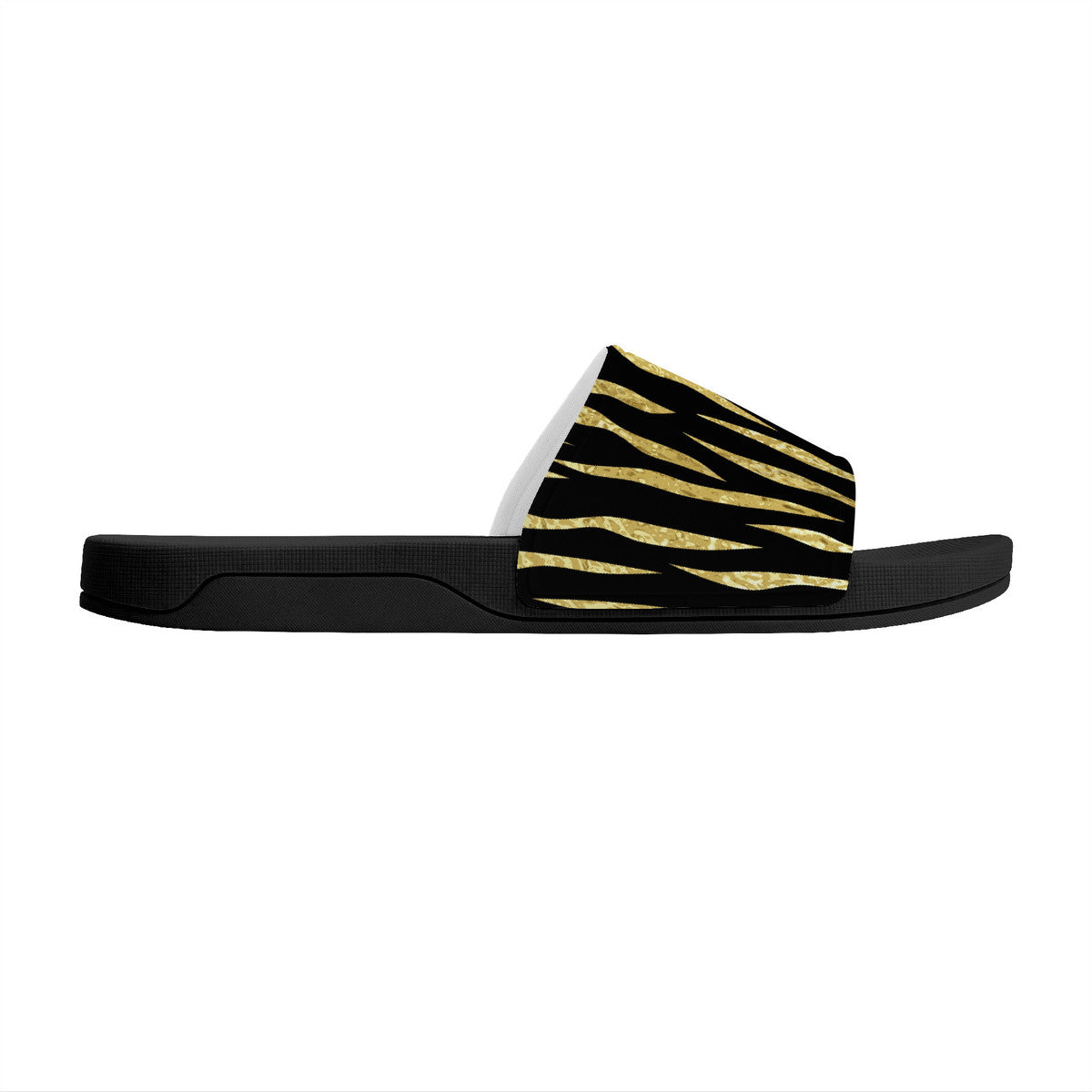 Women's Fashion Slides, Ladies Summer Open Toe Shoes, Chic Black-Gold