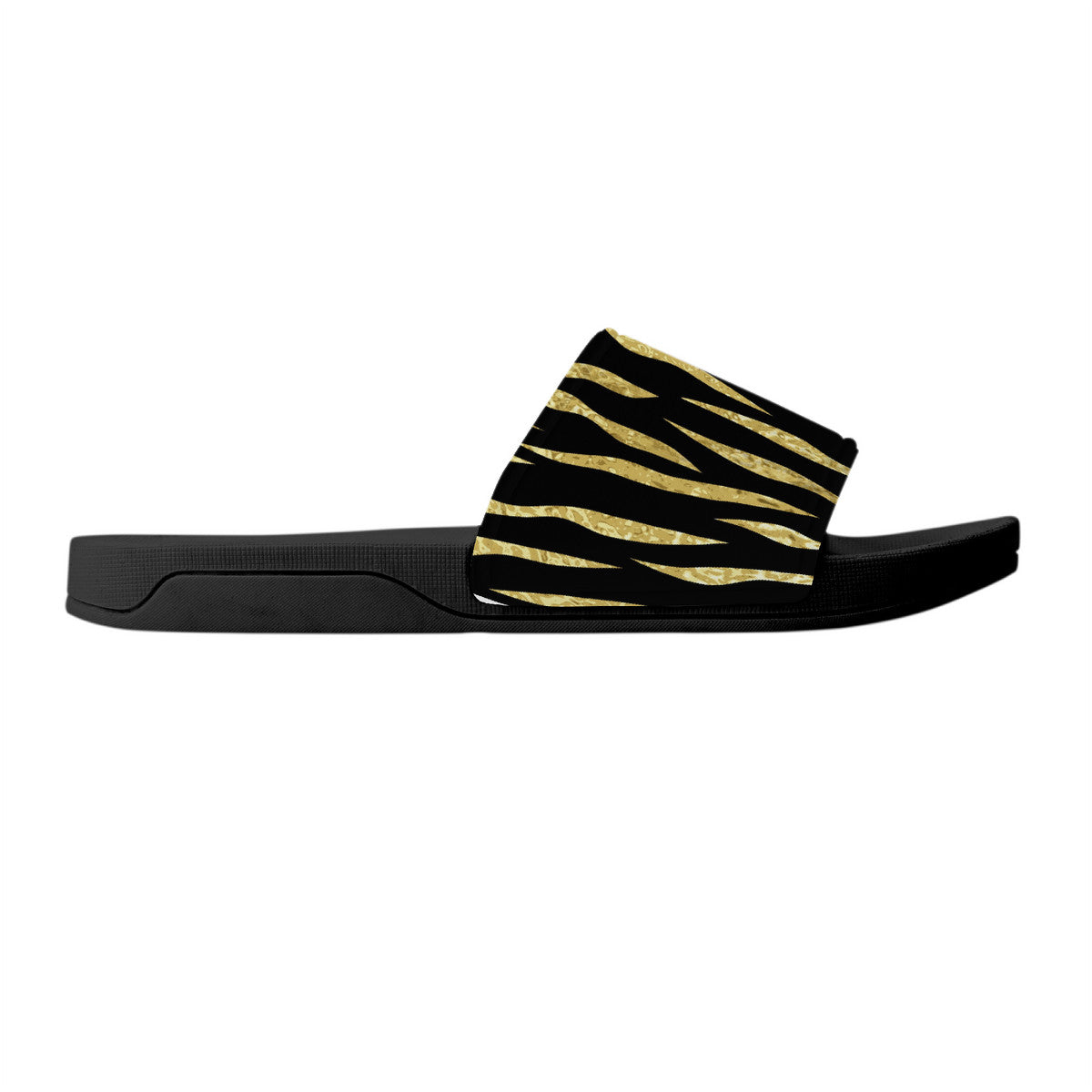 Women's Fashion Slides, Ladies Summer Open Toe Shoes, Chic Black-Gold