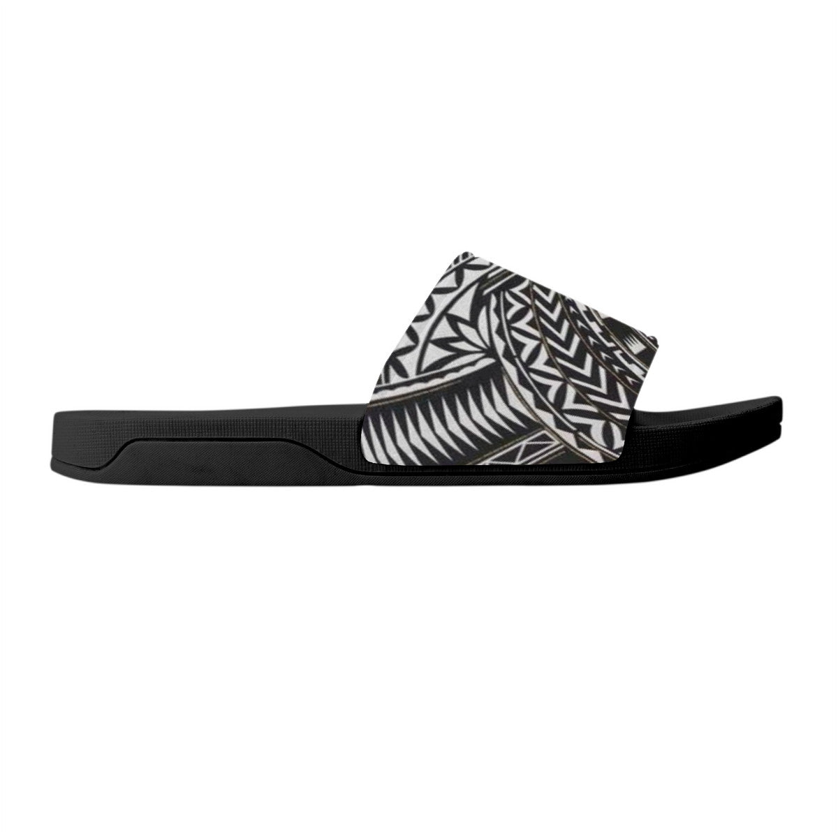 Black and White Batik Bohemian Fashion Shoes, House and Party Slides