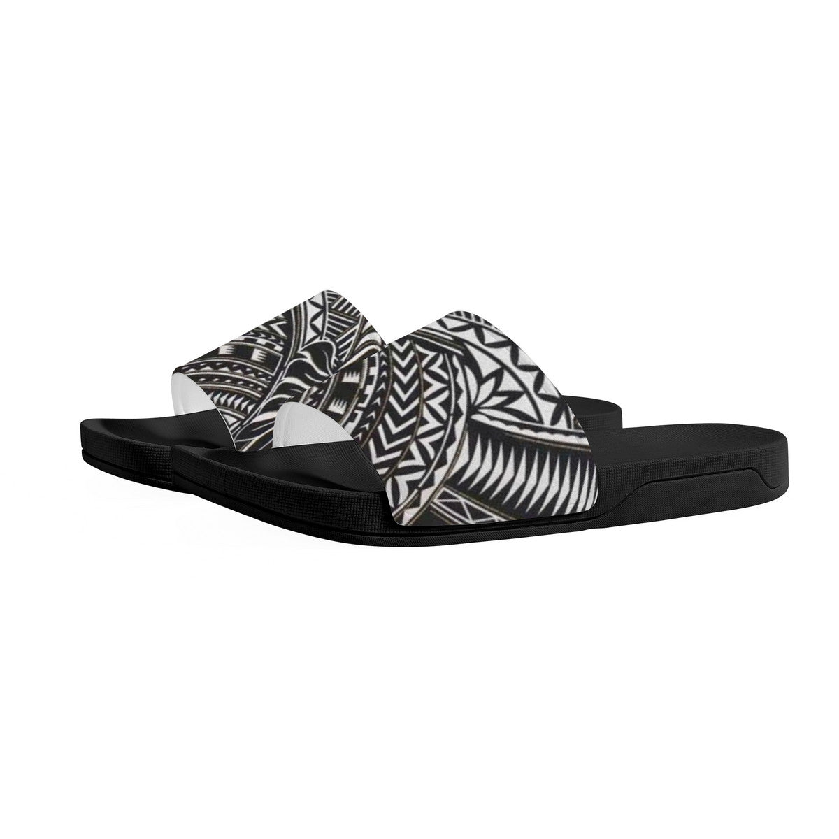 Black and White Batik Bohemian Fashion Shoes, House and Party Slides